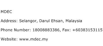 MDEC Address Contact Number