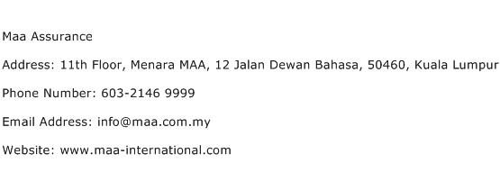 Maa Assurance Address Contact Number