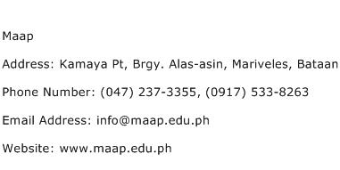 Maap Address Contact Number