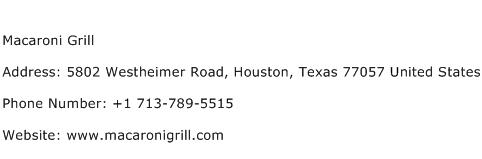 Macaroni Grill Address Contact Number