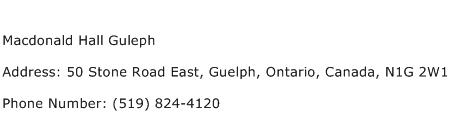 Macdonald Hall Guleph Address Contact Number