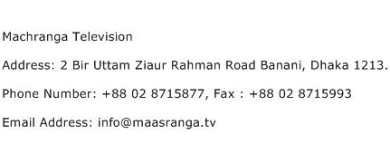 Machranga Television Address Contact Number