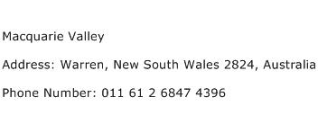 Macquarie Valley Address Contact Number