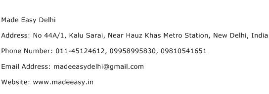 Made Easy Delhi Address Contact Number
