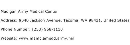 Madigan Army Medical Center Address Contact Number
