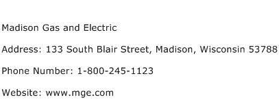 Madison Gas and Electric Address Contact Number