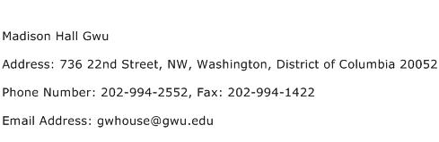 Madison Hall Gwu Address Contact Number