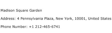 Madison Square Garden Address Contact Number