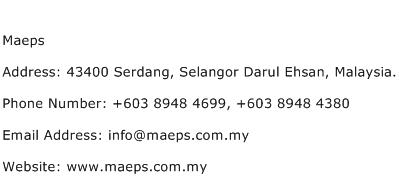 Maeps Address Contact Number