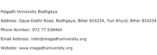 Magadh University Bodhgaya Address Contact Number