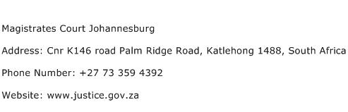 Magistrates Court Johannesburg Address Contact Number