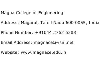 Magna College of Engineering Address Contact Number