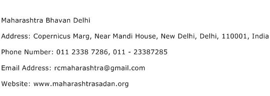 Maharashtra Bhavan Delhi Address Contact Number