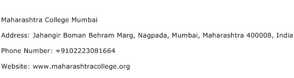 Maharashtra College Mumbai Address Contact Number
