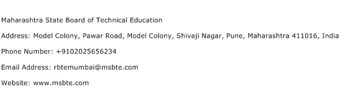 Maharashtra State Board of Technical Education Address Contact Number