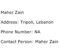 Maher Zain Address Contact Number