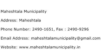 Maheshtala Municipality Address Contact Number