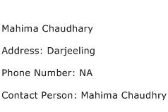 Mahima Chaudhary Address Contact Number