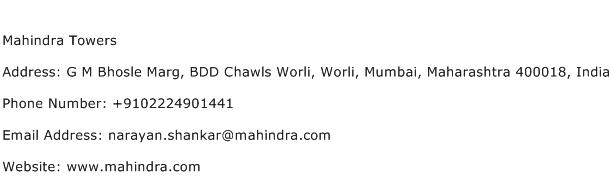 Mahindra Towers Address Contact Number