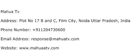 Mahua Tv Address Contact Number
