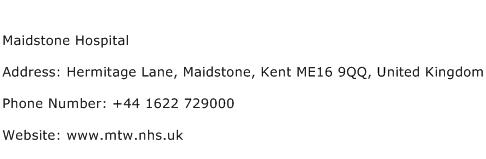 Maidstone Hospital Address Contact Number