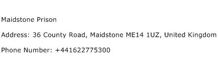 Maidstone Prison Address Contact Number
