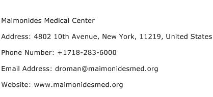 Maimonides Medical Center Address Contact Number