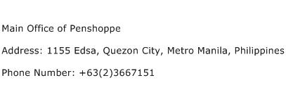 Main Office of Penshoppe Address Contact Number