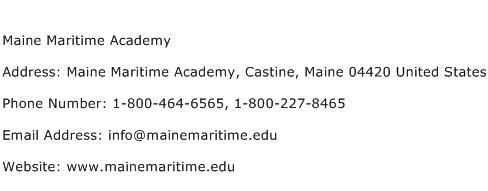 Maine Maritime Academy Address Contact Number