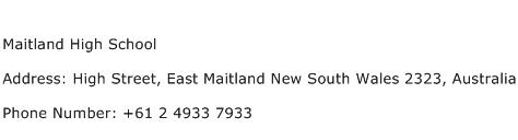 Maitland High School Address Contact Number