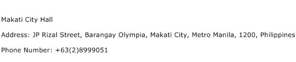 Makati City Hall Address Contact Number