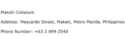 Makati Coliseum Address Contact Number