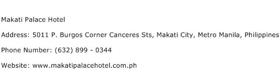 Makati Palace Hotel Address Contact Number
