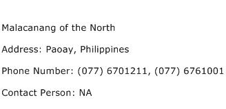 Malacanang of the North Address Contact Number