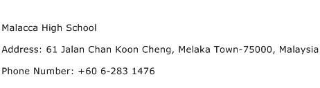 Malacca High School Address Contact Number