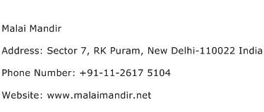 Malai Mandir Address Contact Number