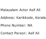 Malayalam Actor Asif Ali Address Contact Number