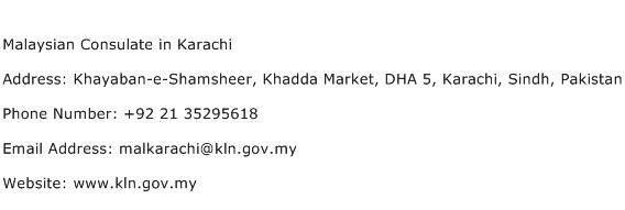 Malaysian Consulate in Karachi Address Contact Number