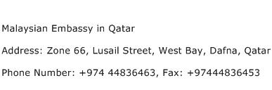 Malaysian Embassy in Qatar Address Contact Number