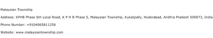 Malaysian Township Address Contact Number