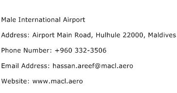 Male International Airport Address Contact Number