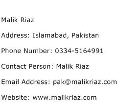 Malik Riaz Address Contact Number