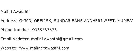 Malini Awasthi Address Contact Number