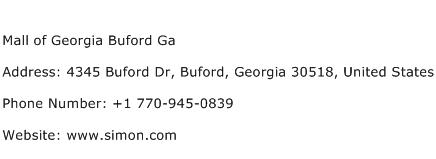 Mall of Georgia Buford Ga Address Contact Number