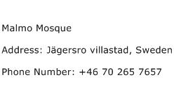 Malmo Mosque Address Contact Number