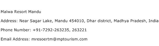 Malwa Resort Mandu Address Contact Number