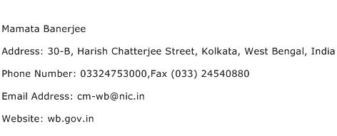 Mamata Banerjee Address Contact Number