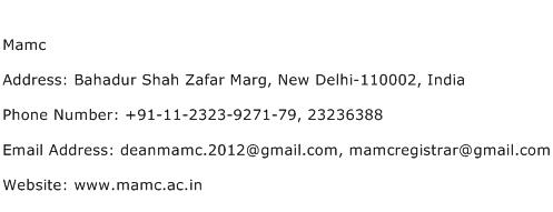 Mamc Address Contact Number