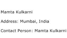 Mamta Kulkarni Address Contact Number
