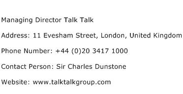 Managing Director Talk Talk Address Contact Number